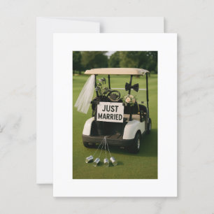Golf Ny gifta med golfvagn Vykort