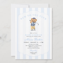 Golf ny i klubben blå baby pojke shower inbjudningar