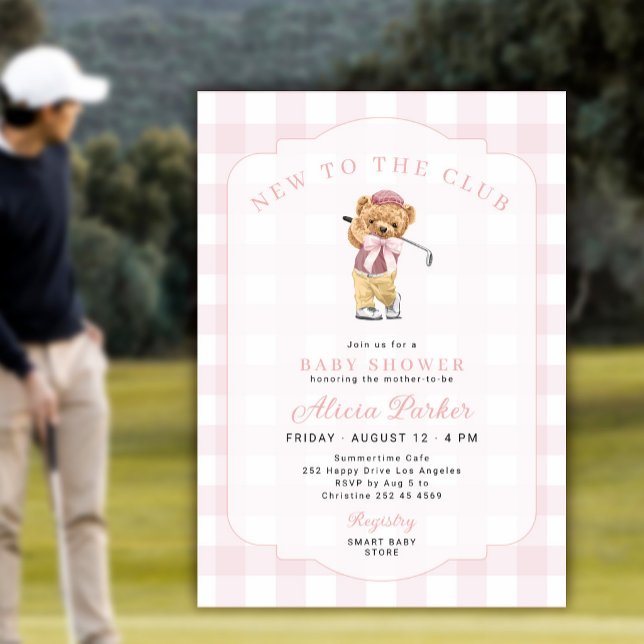 Golf ny i klubben rosa flicka baby shower inbjudningar (Skapare uppladdad)