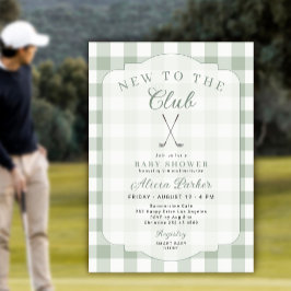 Golf ny på klubben grön rutig baby shower inbjudningar
