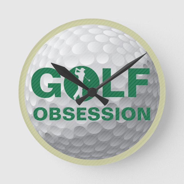 Golf Obsession Grönt Vit Tan Wall Clock Rund Klocka (Framsida)