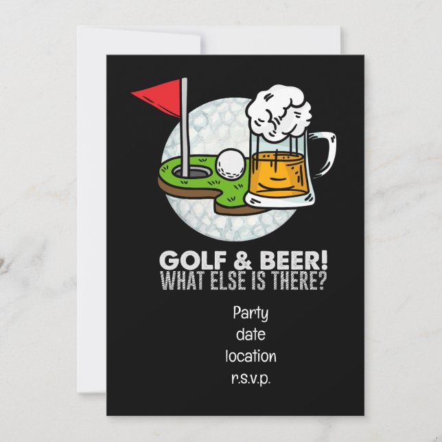 Golf och Beer Party för golfer Inbjudningar (Framsida)