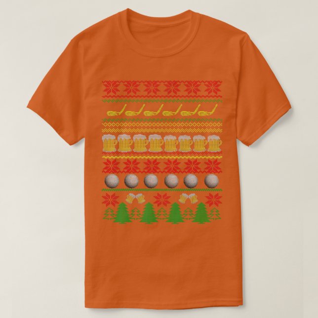 Golf och Beer Ugly jul Sweater Funny Helgdag T Shirt (Design framsida)