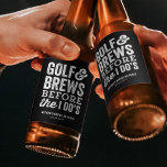 Golf och bröder innan jag är bachelor party black ölflaska etikett<br><div class="desc">Fira brudgummen med en golfsvindlare och den här personlig etiketten för öl flaska. Denna enkla etikett på bachelor Party-ölet innehåller ordalydelsen "golf and brews before the I do's" tillsammans med anpassningsbarna på en klassisk svart bakgrund. Den här etiketten för reklampartierna ingår i en samling av Lea Delaveris Design, där du...</div>
