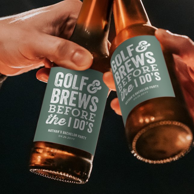 Golf och öl före jag görs gröna möhippa ölflaska etikett (Skapare uppladdad)