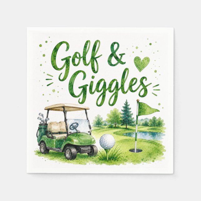 Golf och skratt Rolig golf vattenfärg servett (Framsidan)