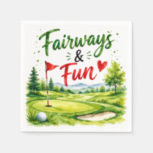 Golf och skratt Rolig golf vattenfärg servett