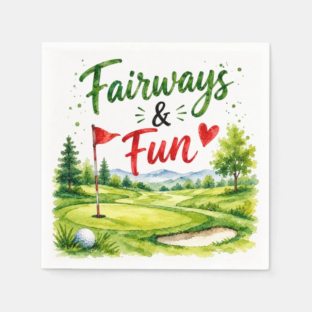 Golf och skratt Rolig golf vattenfärg servett (Framsidan)