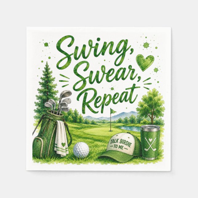 Golf och skratt Rolig golf vattenfärg servett (Framsidan)