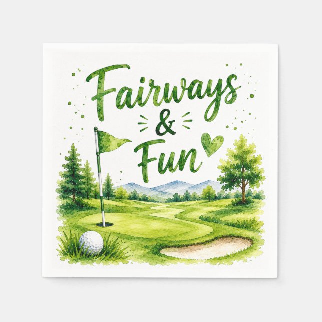 Golf och skratt Rolig golf vattenfärg servett (Framsidan)