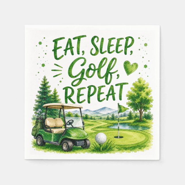 Golf och skratt Rolig golf vattenfärg servett (Framsidan)