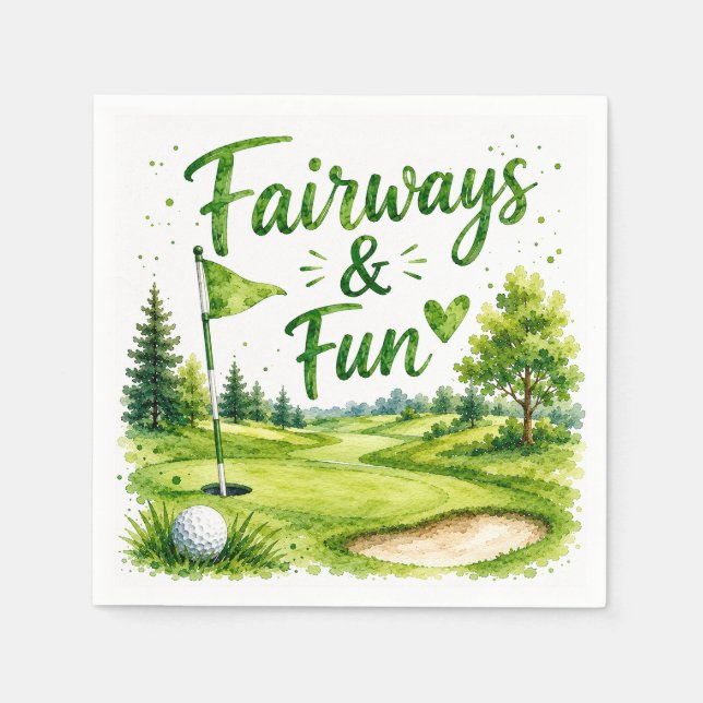 Golf och skratt Rolig golf vattenfärg servett (Framsidan)