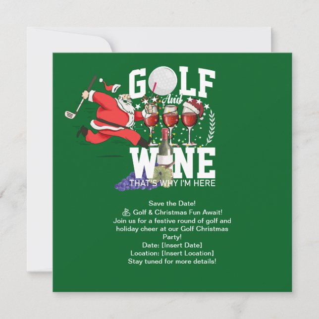Golf och vin är därför jag är här till jul inbjudningar (Framsida)