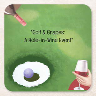 Golf och vin för golfer underlägg papper kvadrat