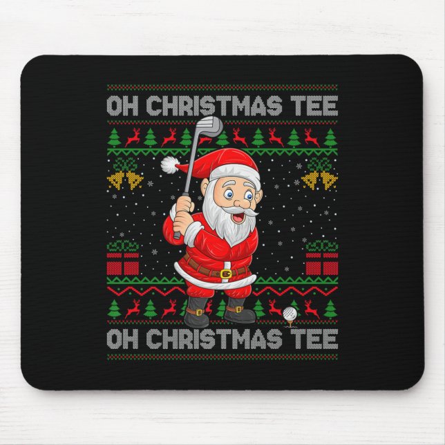 Golf Oh Christmas Tee Santa Playing Golf Golfer Ug Musmatta (Framsidan)