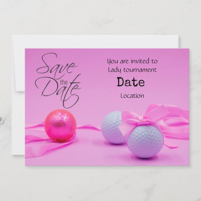 Golf on Rosa for Woman Golfer tournament Spara Dat Inbjudningar (Framsida)