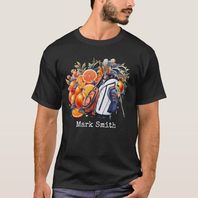 Golf Orange Blommar Tema för Florida Golfer T Shirt (Framsida)