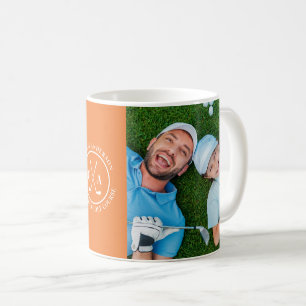 Golf orange Personlig Monogram multifoto Kaffemugg
