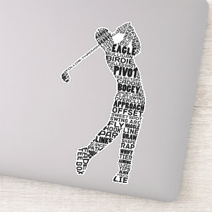 Golf Ord Art, Golfing Typography Klistermärken