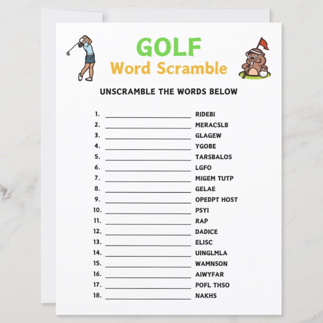 Golf Ord Scramble Game (Framsida)
