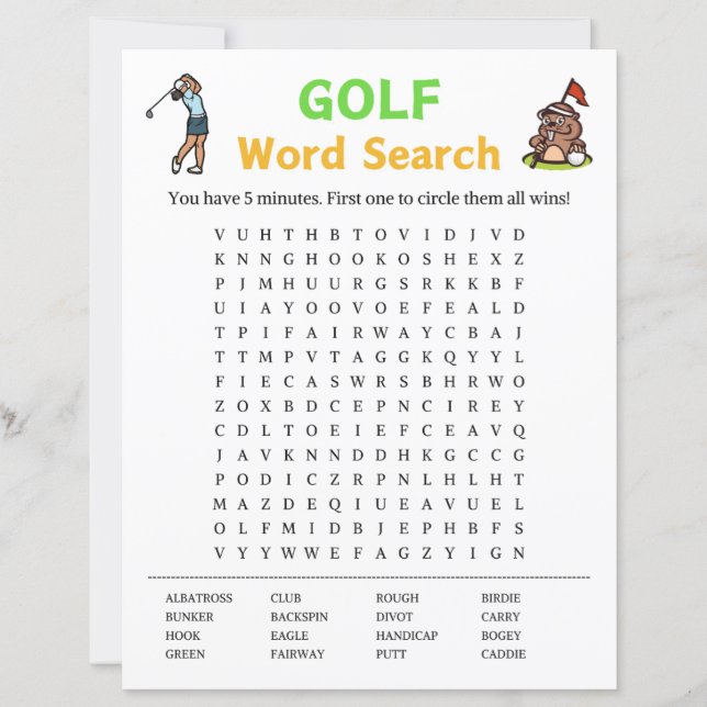 Golf Ord Search-spel (Framsida)
