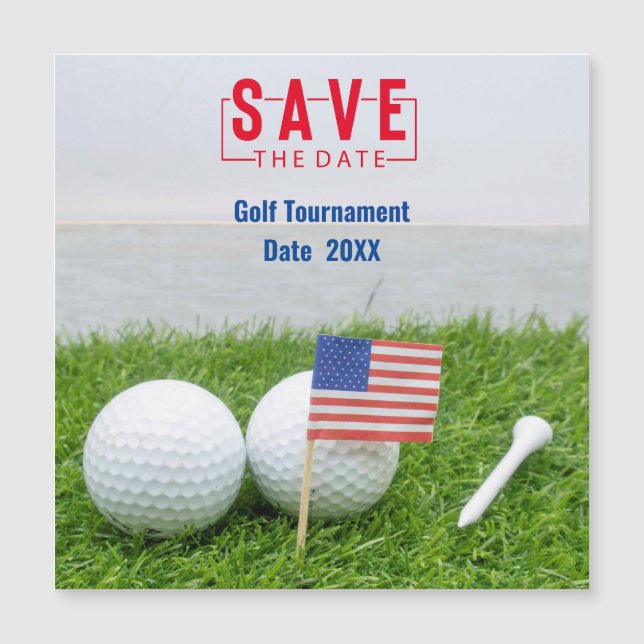 Golf Outing Save the Date with Flagga of America (Framsida)