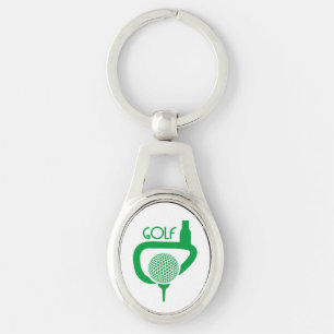 Golf Ovalt Silverfärgad Nyckelring
