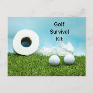 Golf-överlevnadssats golf-boll-toalettpapper vykort