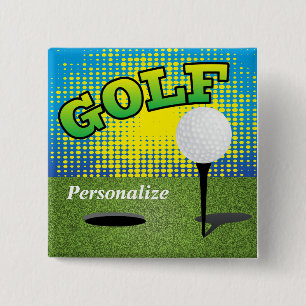 Golf på grönten knapp