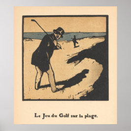 Golf på stranden - Vintage Golf Print Poster