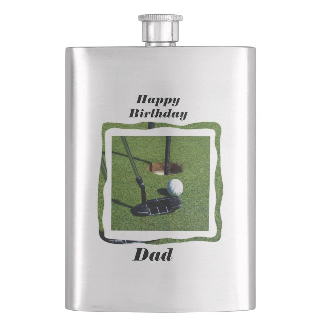 Golf Pappa Birthday Önskemål, klassisk höftkolv Fickplunta (Framsidan)
