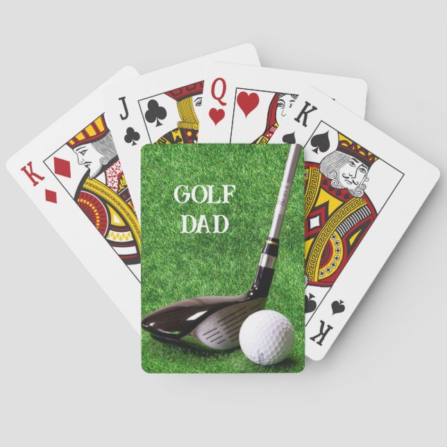 Golf Pappa - Driver och Boll på Gräs anpassa Casinokort (Baksidan)