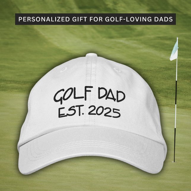 Golf Pappa Est. År Broderad Anpassad Hatt Keps (Thoughtful gift for new dads, Father’s Day, birthdays, or golf enthusiasts.)