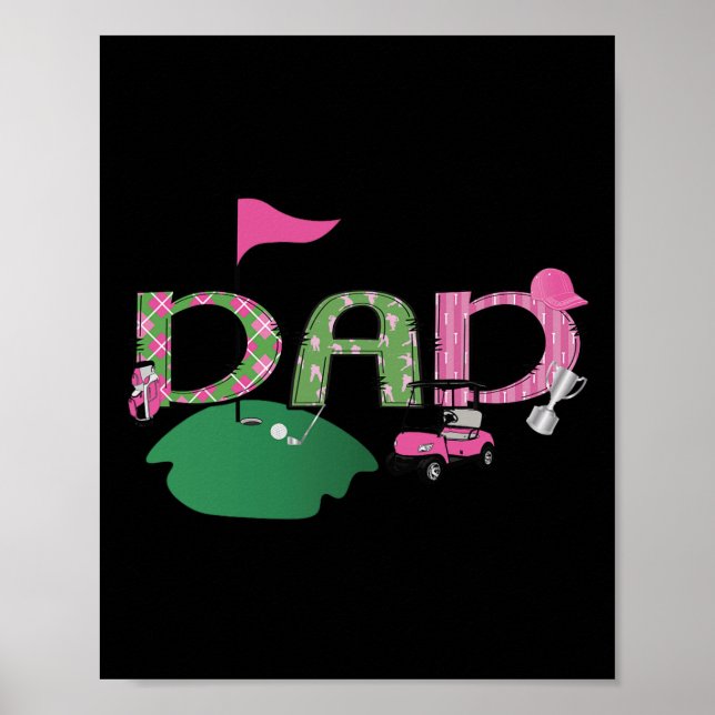 Golf Pappa Hål i en golf 1:a födelsedag Party Poster (Framsidan)