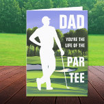 Golf Pappa Life of the Par Tee Funny Fars dag Tack Kort<br><div class="desc">Fira Fars dag med en liten bit humor och stil med detta hälsningskort "Livet på Par Tee". Perfekt för ett pappa som kärlek golferar, det här roliga kortet har en lekfull golfpunk och ett ljusare budskap som säkert ger ansikte ett leende. Oavsett om det är för en födelsedag, Fars dag,...</div>