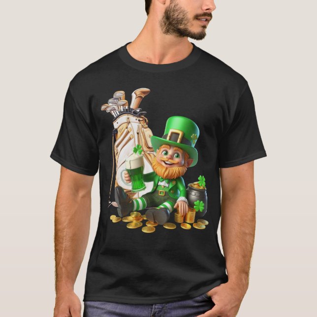 Golf Pappa på St. Patrick's Day med Beer T Shirt (Framsida)