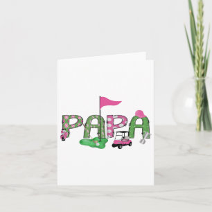 Golf Pappa Rosa Hål i en golf 1:a födelsedagsflick Kort