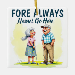 Golf-par, alltid förr julgransprydnad keramik
