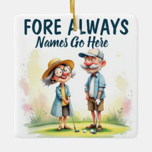 Golf-par, alltid förr julgransprydnad keramik
