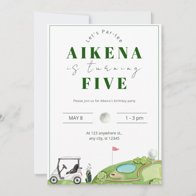 Golf Par-Barnens Födelsedagsfest Inbjudningar (Framsida)