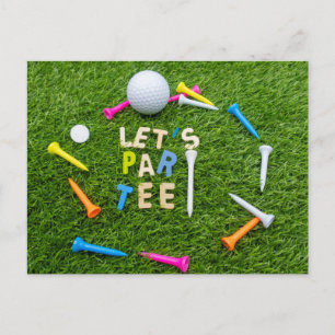 Golf Par-party med golf boll färgade plåtar Vykort