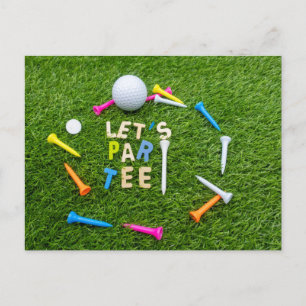Golf Par-party med golf boll färgade plåtar Vykort