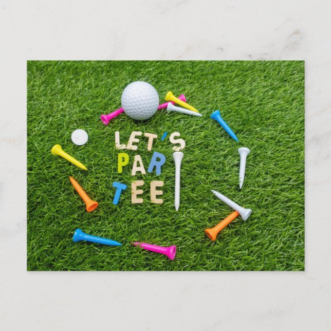 Golf Par-party med golf boll färgade plåtar Vykort (Framsida)