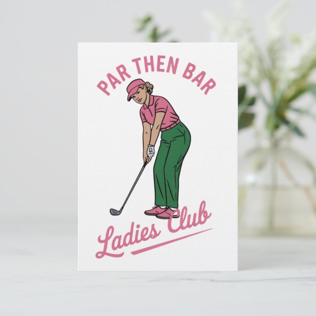 Golf Par Sedan Bar Damklubben Golf Golfande Flicka Inbjudningar (Stående Fram)