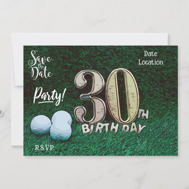Golf Par T party 30års födelsedag till golfer Inbjudningar (Framsida)