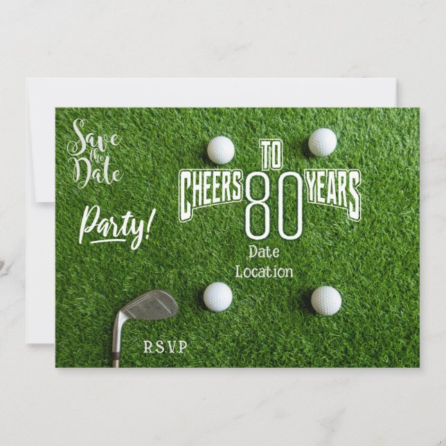 Golf Par T party 80:e födelsedagen till golfer Inbjudningar (Framsida)