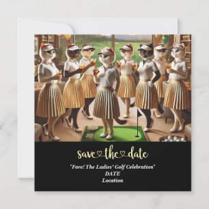 Golf Par T Woman golfer party sparar datumet Spara Datumet