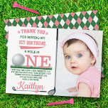 Golf PAR-TEE 1:a födelsedagsfoto - tackkort Tack Kort<br><div class="desc">Säg tack i stil med trendiget 1:a födelsedag,  tack kort. Mallformuleringen är enkel att anpassa och din familj och dina vänner kommer att bli glada när de får dessa fantastiska tack.</div>