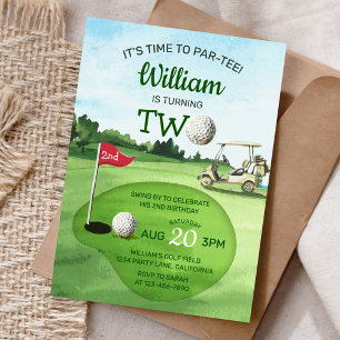 Golf PAR-TEE 2:a födelsedagen Inbjudningar