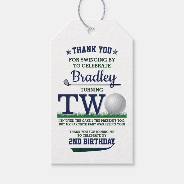 Golf PAR-TEE 2:a födelsedagen Presentetikett (Framsidan)